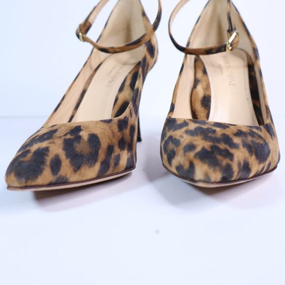 MARION PARKE Muse Leopard Pumps Brown Ankle Strap Pointed Toe Women's 35.5US/5.5 - Picture 2 of 9
